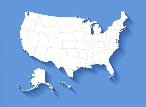 Amerikas Förenta Stater Karta Med Blå Bakgrund — Stock vektor