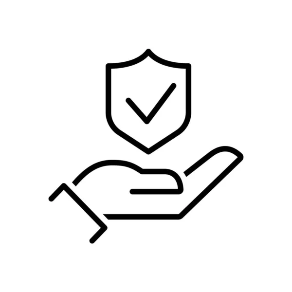 Ícone Linha Mão Seguros Signo Cobertura Risco Símbolo Protecção Dos — Vetor de Stock