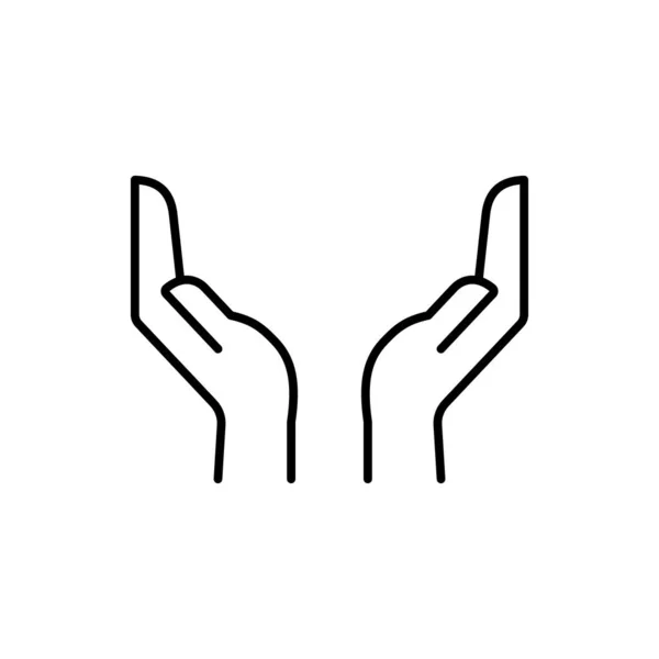 Black Outline Icon Two Hands Isolated White Background — Vector de stock