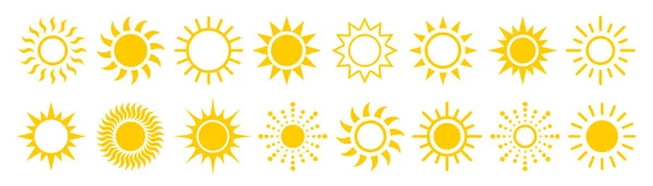 Koleksi Ikon Sederhana Matahari Ilustrasi Vektor - Stok Vektor