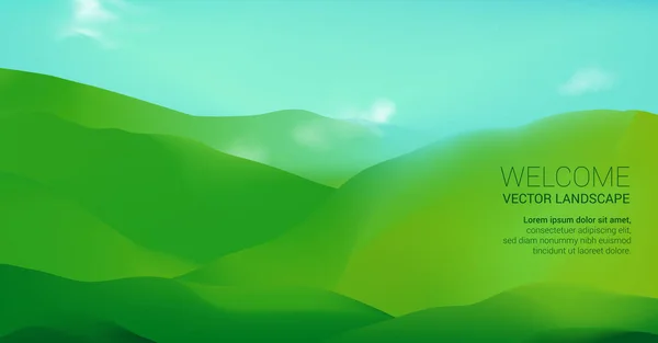 Paisaje Con Montañas Verdes Terreno Montañoso Fondo Abstracto Naturaleza Ilustración — Vector de stock