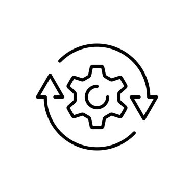 Düz bir çalışma akışı simgesi. Beyaz izole edilmiş arka planda etkili vektör çizimi. İşlem organizasyonu iş konsepti