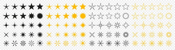 Colección Stars Iconos Vector Estrella Conjunto Estrellas Doradas Negras Aisladas — Vector de stock