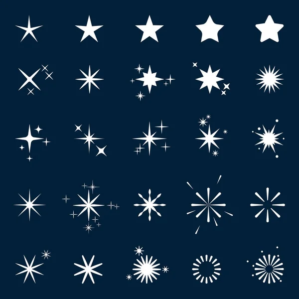 Hvězdné Jiskry Záblesky Hvězdné Výbuchy Nebo Záblesky Jiskry Vektorové Ikony — Stockový vektor