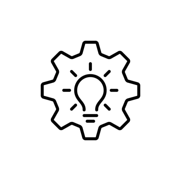 Solution Line Icon Light Bulb Gear — Stock Vector