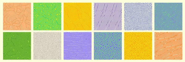 Seamless Patterns Abstract Organic Lines Color Backgrounds Set Biological Patterns — Stock Vector