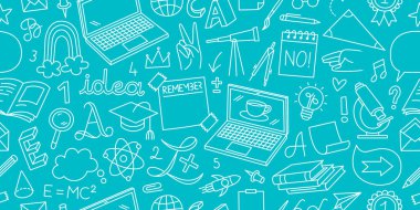 Okul kusursuz arka plan. Eğitim, bilim kavramı. Vektör çizimi