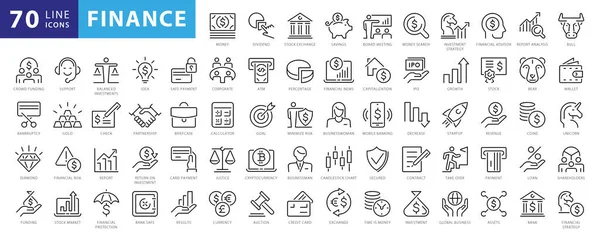 Finance Line Icons Set Money Payments Elements Outline Icons Collection — Wektor stockowy