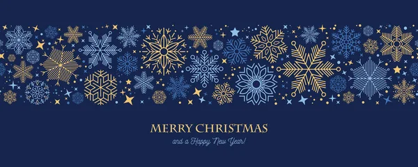 Carte Noël Bleue Avec Illustration Vectorielle Des Flocons Neige Blancs — Image vectorielle