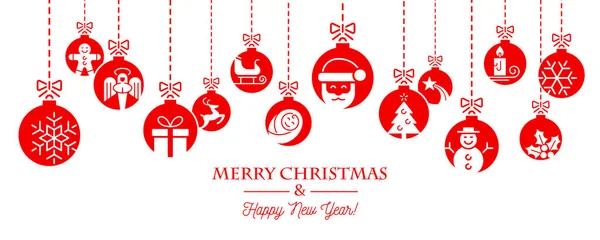 Boules Suspendues Avec Des Icônes Noël Salutations — Image vectorielle