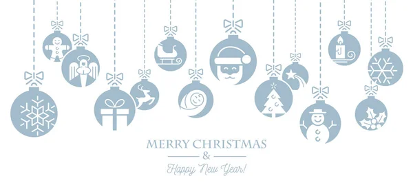 Joyeux Noël Carte Avec Pendaison Boule Décoratoin Vecteur Illustration Eps10 — Image vectorielle