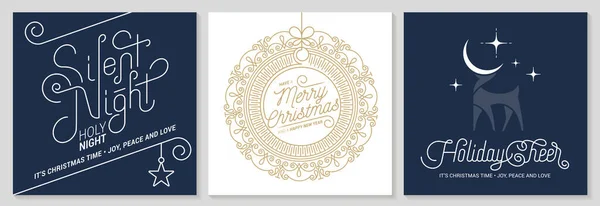 Feliz Natal Cartões Felicitações Modelos Arte Férias Inverno Quadrado Abstrato —  Vetores de Stock