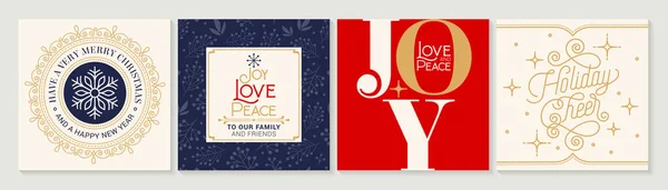 Ornate Feliz Natal Cartões Felicitações Quadrado Moda Férias Inverno Modelos —  Vetores de Stock