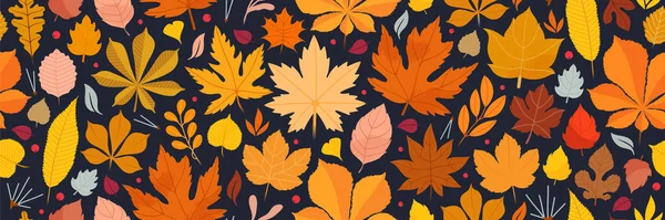 Jesienny Bezszwowy Wzór Dyniami Roślinami Liśćmi Żołędziami — Wektor stockowy