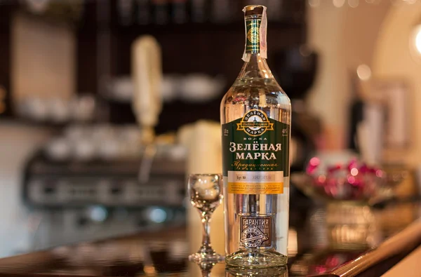 Vodka Green brand on a bar counter — Stock Photo, Image