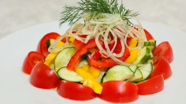 Vegetable salad from cucumbers — Stock Photo, Image