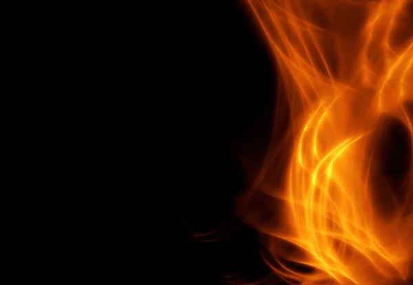 Абстрактное Изображение Огня Пламени Правой Стороны Изображения Черном Фоне — стоковое фото
