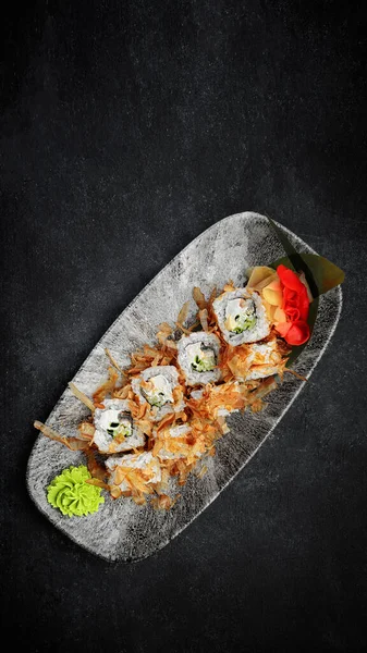 Sushi Roll Bonito Dark Background — Stock fotografie