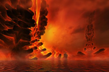 Mordor 'un düşüşü, savaşta yenilgi, 3 boyutlu çizimler.