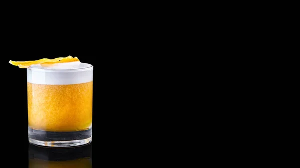 Whiskey Sour Cocktail Black Background — Photo