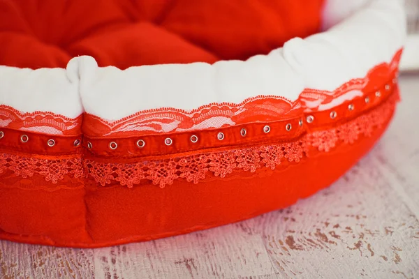 Closeup lace of red pet mattress — Stock Photo, Image