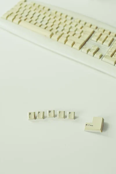 Buttons with word Admin and old computer keyboards — Stock Photo, Image