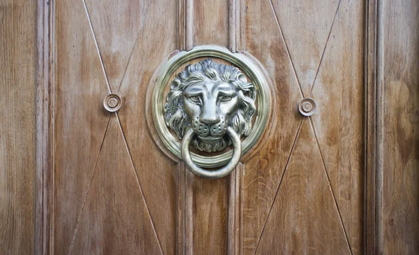 Oude stijl gebeeldhouwde leeuw hoofd knocker — Stockfoto