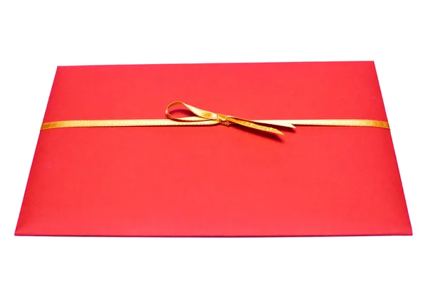 Closeup red envelope with ribbon Stock Picture