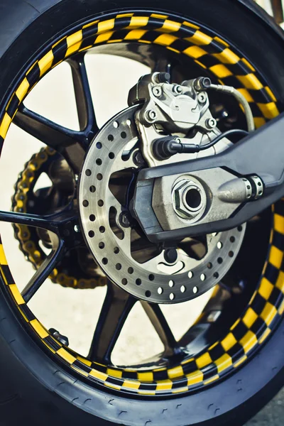 Motorcycle wheel and brakes — Stock Photo, Image