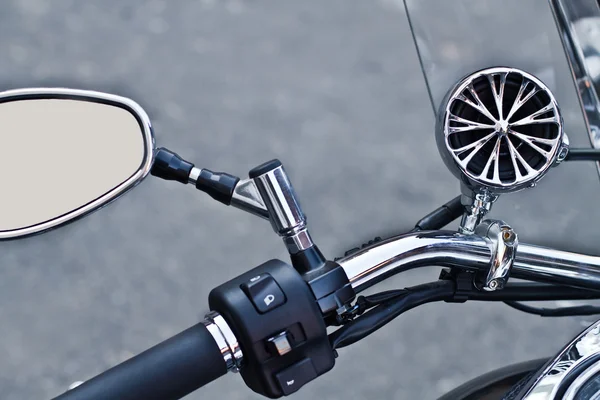 Steering wheel and rearview mirror — Stock Photo, Image