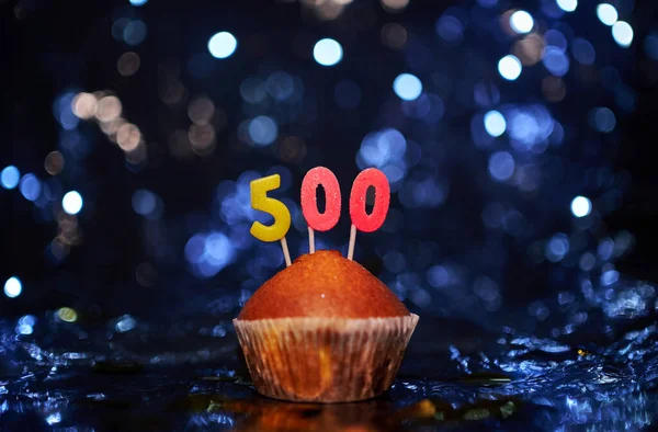 Digital Gift Card Birthday Concept Tasty Fresh Vanilla Anniversary Cupcake Royalty Free Stock Images
