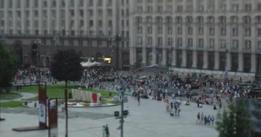 Kyiv, Ukraine - August 20, 2022: Central square of Kyiv - Maidan Nezalezhnosti. Exhibition of captured, destroyed and burned Russian military vehicles by Ukrainian Army during Russia-Ukrainian war