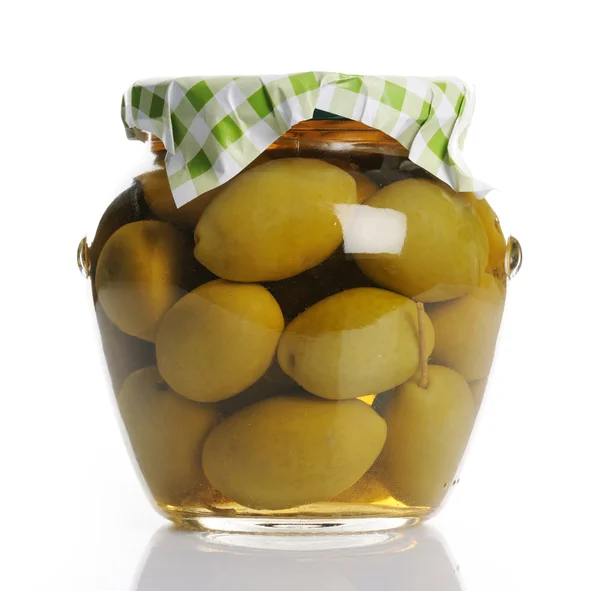 Jar with olives — Stock Photo, Image