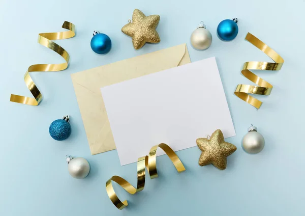 Arranjo Cartão Vazio Envelope Decoração Natal — Fotografia de Stock