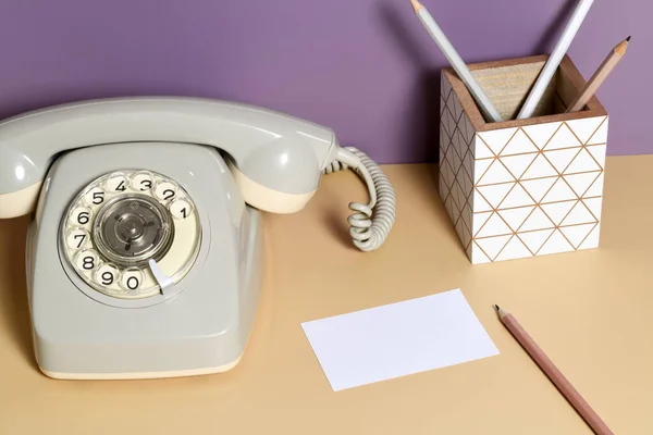 Empty Business Card Vintage Office Accessories — Stock Photo, Image