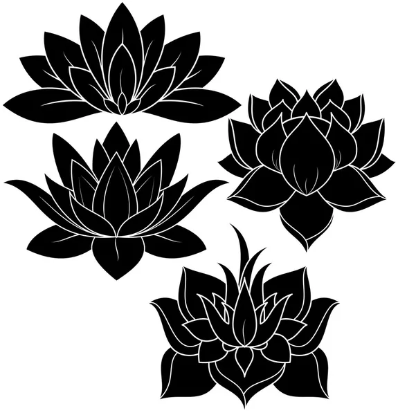 Set di fiori di loto — Vettoriale Stock