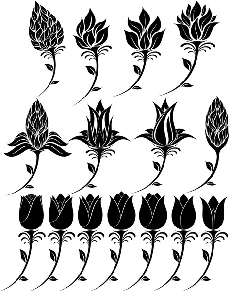 Flowers Silhouette — Stock Vector