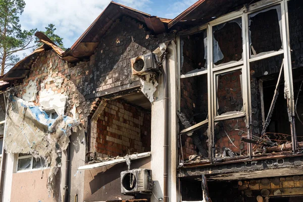 House Civilians Destroyed Russian Soldiers Atrocities Russian Army Suburbs Kyiv — Fotografia de Stock