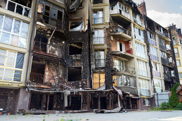 Casa Civis Destruídos Por Armas Russas Atrocidades Exército Russo Nos — Fotografia de Stock