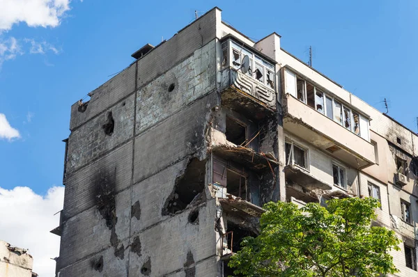 House Civilians Destroyed Russian Army Suburbs Kyiv Irpin Traces Building — Fotografia de Stock