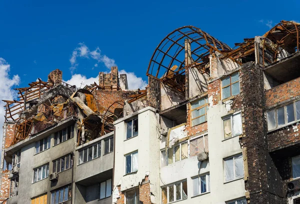 Casa Civis Destruídos Pelo Exército Russo Nos Subúrbios Kiev Irpin — Fotografia de Stock