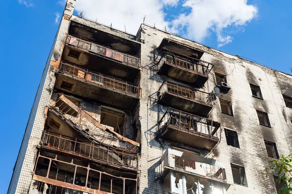 House Civilians Destroyed Russian Army Suburbs Kyiv Irpin Traces Building —  Fotos de Stock