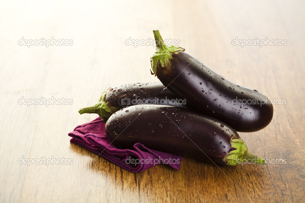 Raw aubergines