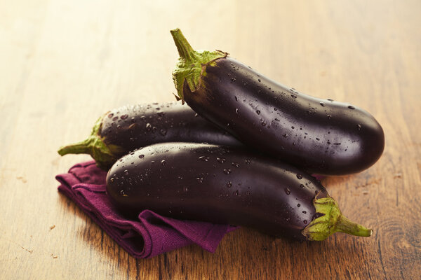 Raw eggplants