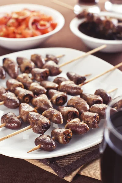 Grilled chicken hearts — Stock Photo, Image