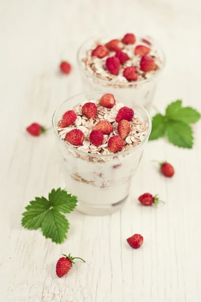 Yoghurt with muesli — Stock Photo, Image