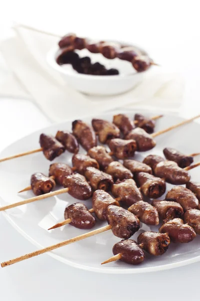 Grilled chicken hearts — Stock Photo, Image