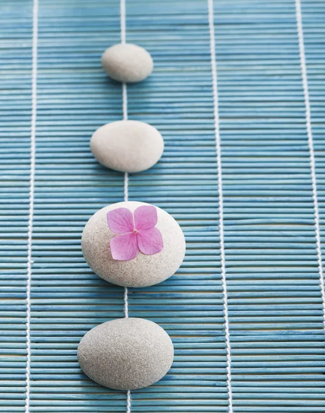 Piedras Zen y flores rosas —  Fotos de Stock