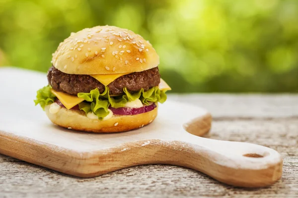 Lezzetli peynirli burger — Stok fotoğraf