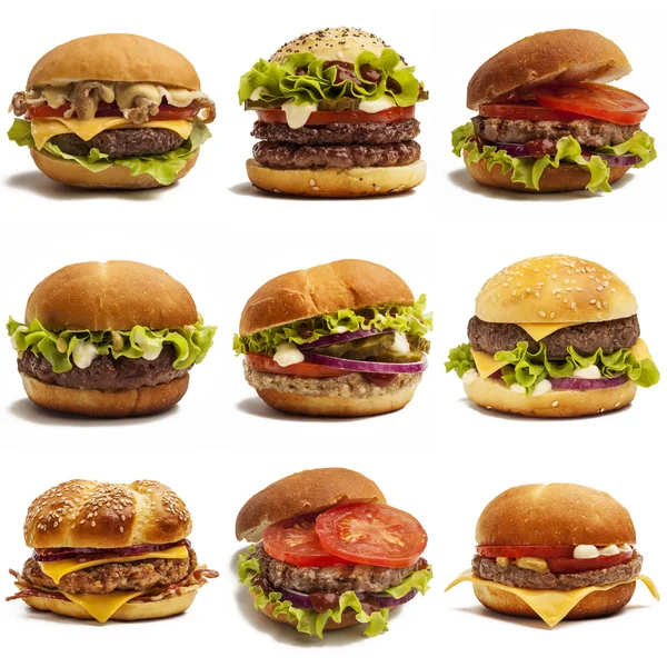 Conjunto de hambúrgueres Fotografia De Stock